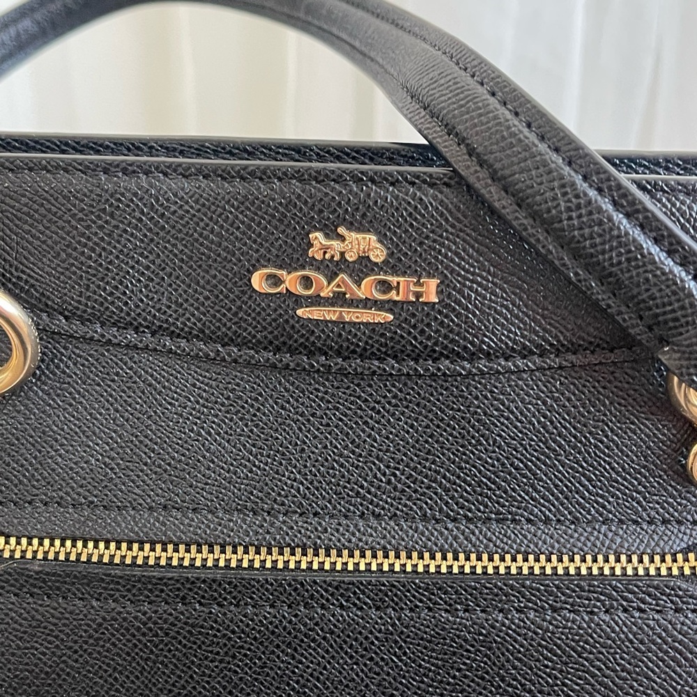 Coach Black Satchel with Gold Accents - Picture 3 of 7